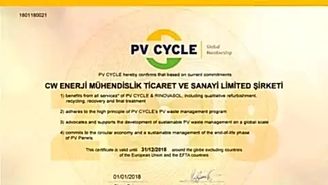 CW Enerji PV CYCLE Üyesi Oldu
