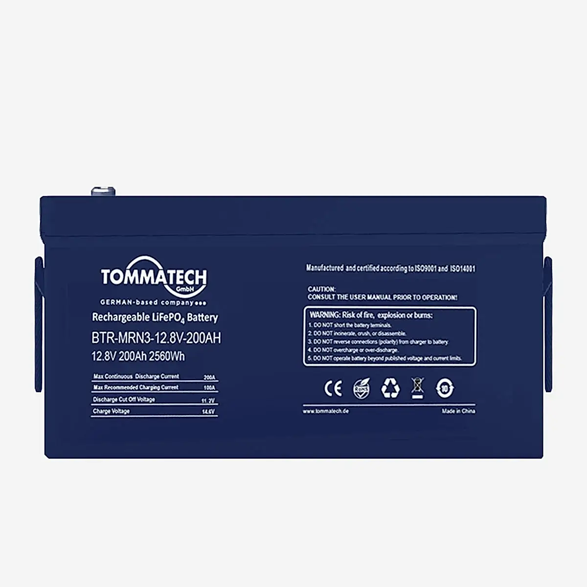 TommaTech ABS+PC Kasa 12.8V-200Ah LFP Marine Batarya