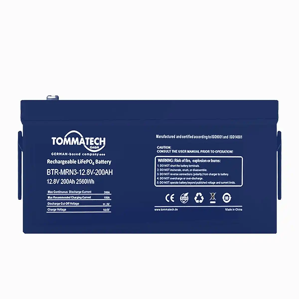 TommaTech ABS+PC Kasa 25.6V-200AH LFP Marine Batarya